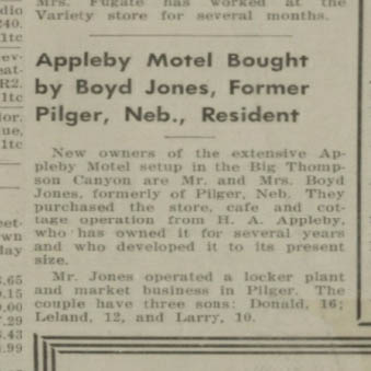 Idlewild Lodge - idlewildlodge.github.io - 1949-02-18 - The Estes Park Trail - Appleby Motel Sold to Boyd Jones