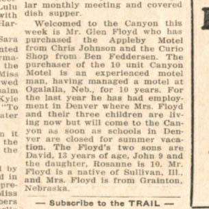 Idlewild Lodge - idlewildlodge.github.io - 1958-05-30 - The Estes Park Trail - Fedderson Sell Appleby Motel to Floyd