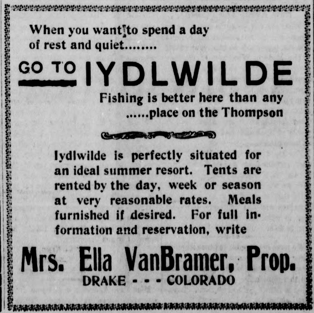 Idlewild Lodge - idlewildlodge.github.io - 1906-06-21 - The Loveland Register - First Advertisement for Idlewild
