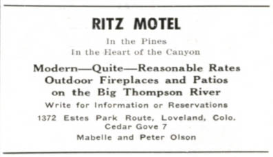 Idlewild Lodge - idlewildlodge.github.io - 1956-04-27 - The Estes Park Trail - Advertisements for Ritz Motel