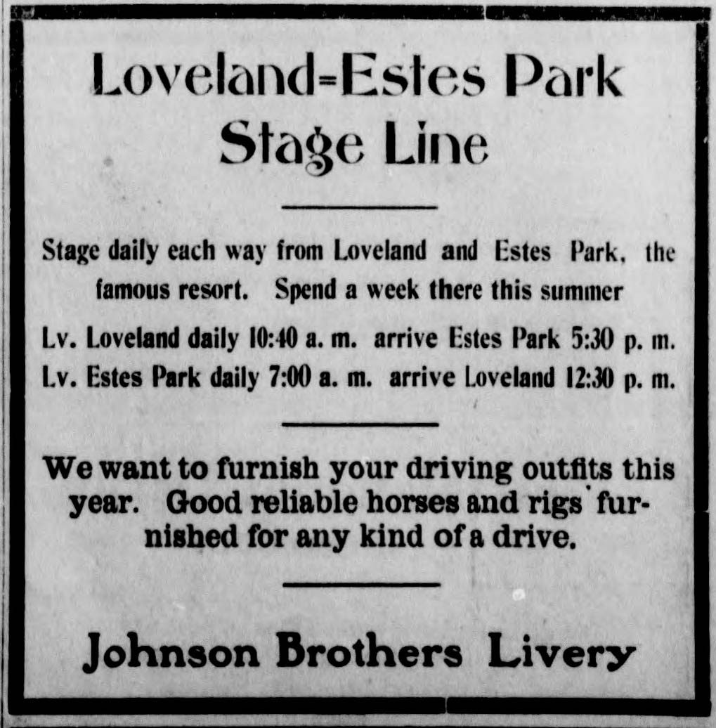 Idlewild Lodge - idlewildlodge.github.io - 1906-05-17 - The Loveland Register - Johnson Brothers Advertisement
