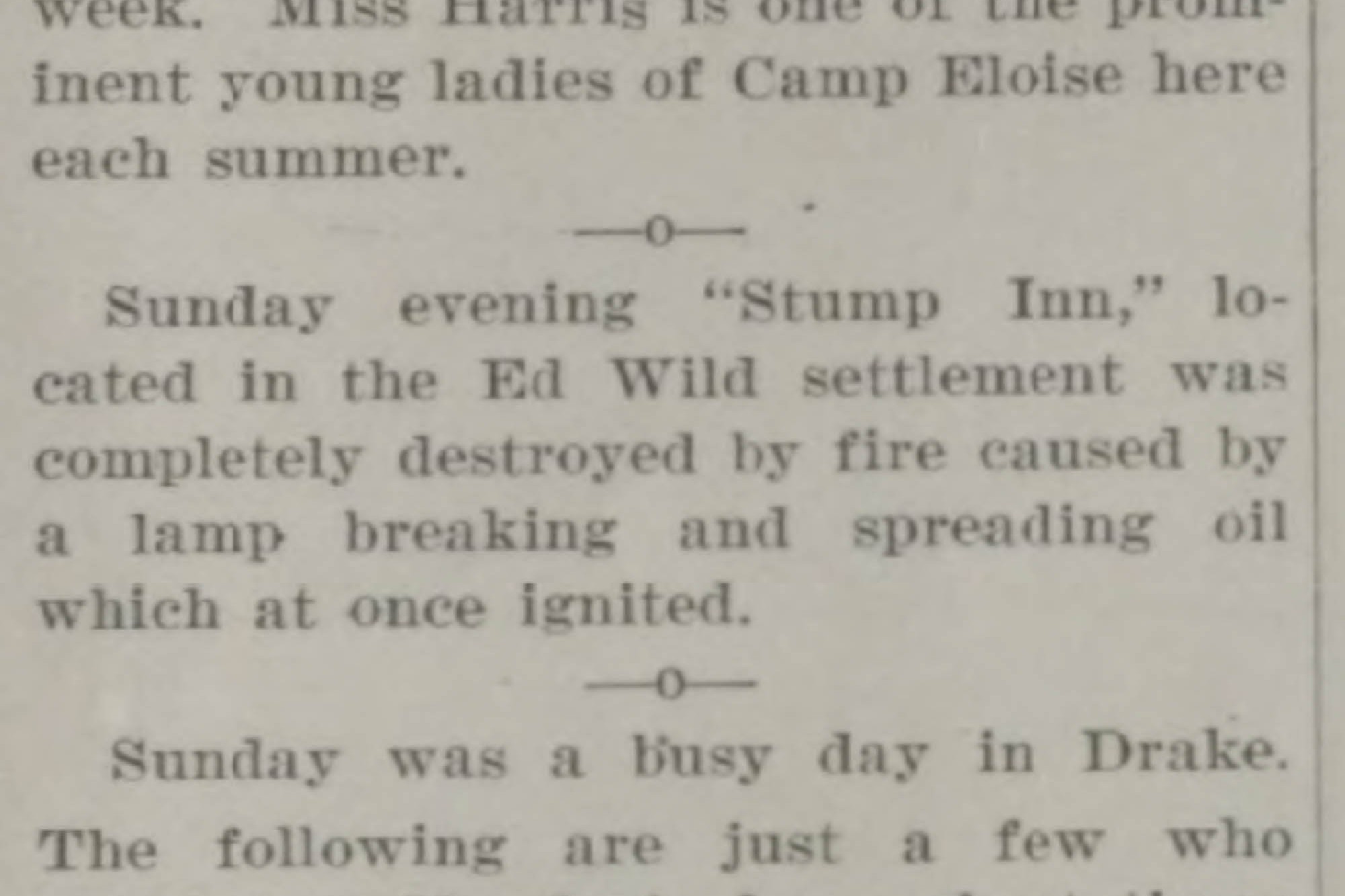 Idlewild Lodge - idlewildlodge.github.io - 1932-01-29 - The Estes Park Trail - Stump Inn Burns Down