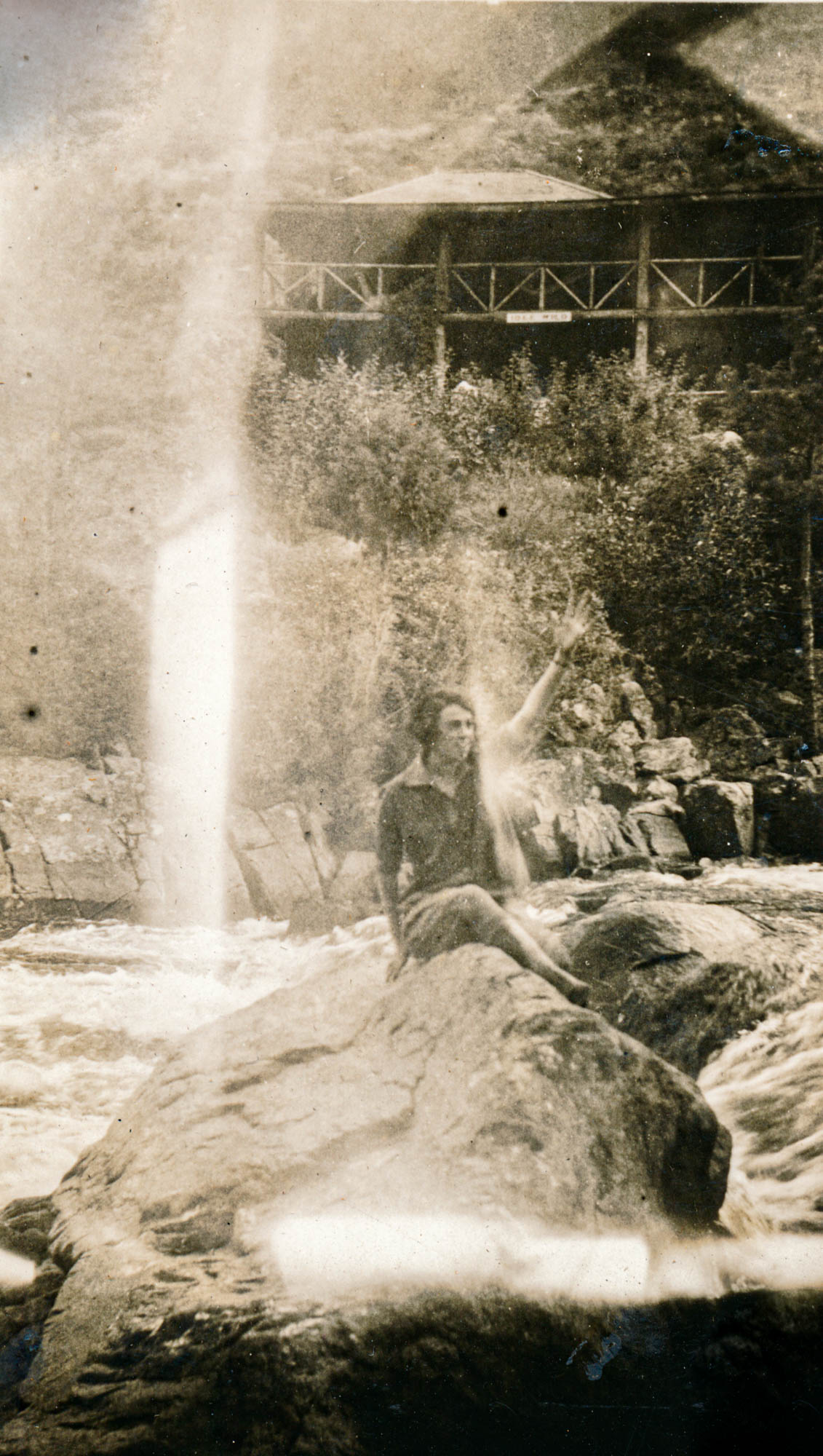 Idlewild Lodge - idlewildlodge.github.io - Circa 1923 - Elizabeth Dauth In River In Front of Idlewild