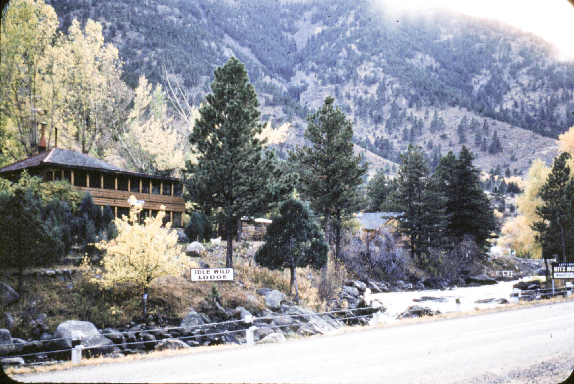 Idlewild Lodge - idlewildlodge.github.io - Circa 1956 - View Of Idlewild Lodge With Ritz Motel Sign At Right