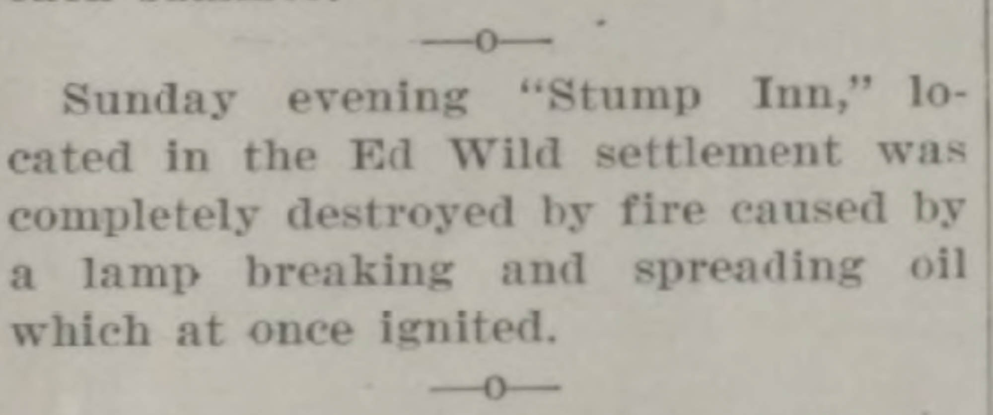 Idlewild Lodge - idlewildlodge.github.io - 1932-01-29 - The Estes Park Trail - Stump Inn Burns Down