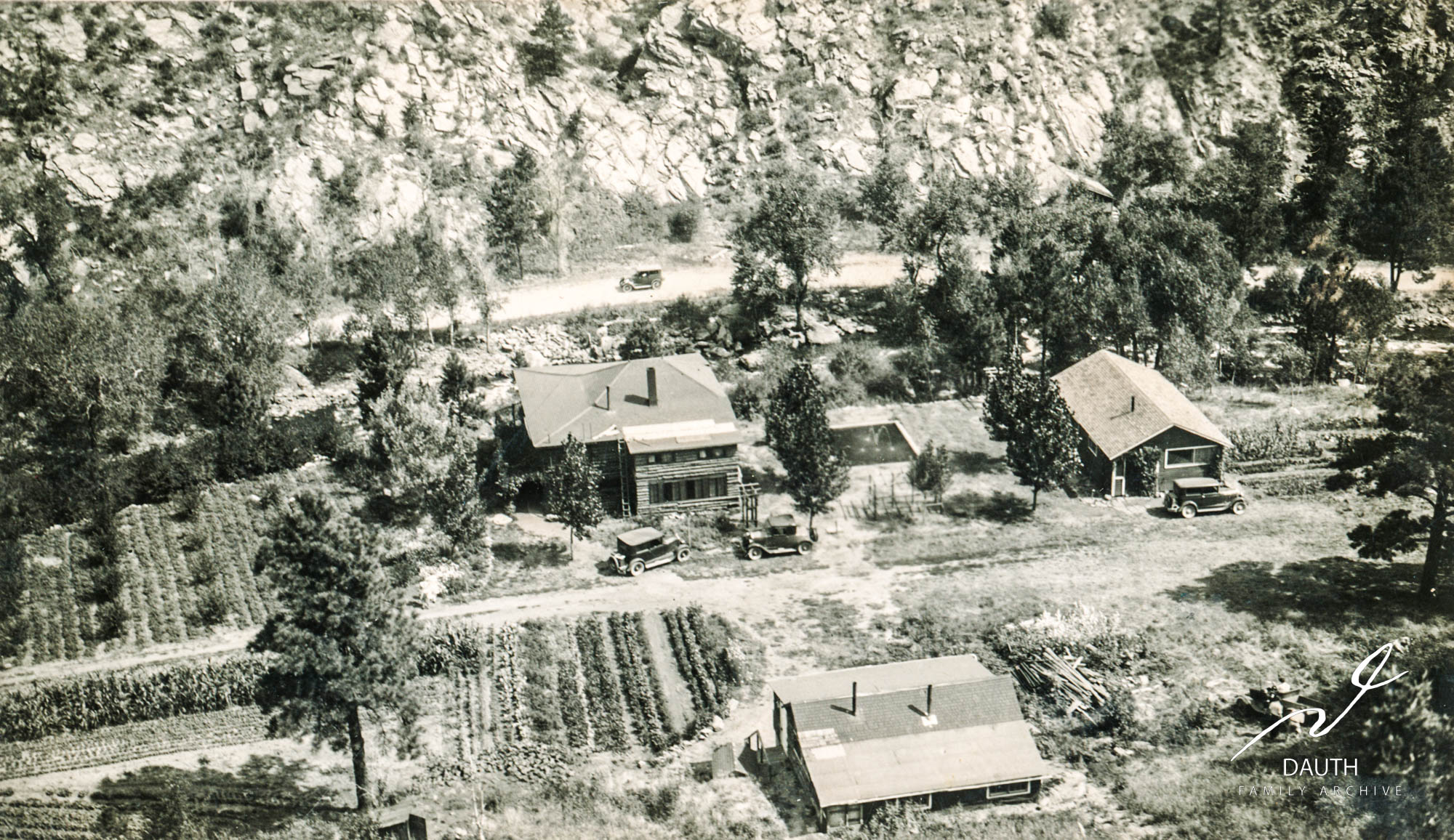 Idlewild Lodge - idlewildlodge.github.io - Circa 1929 - Idlewild Lodge - Looking down at Idlewild from the slo